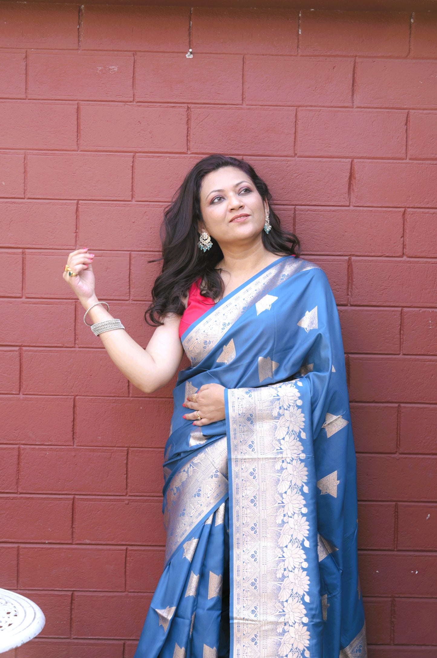 SwarnaNila - The Sapphire Glow Soft Silk