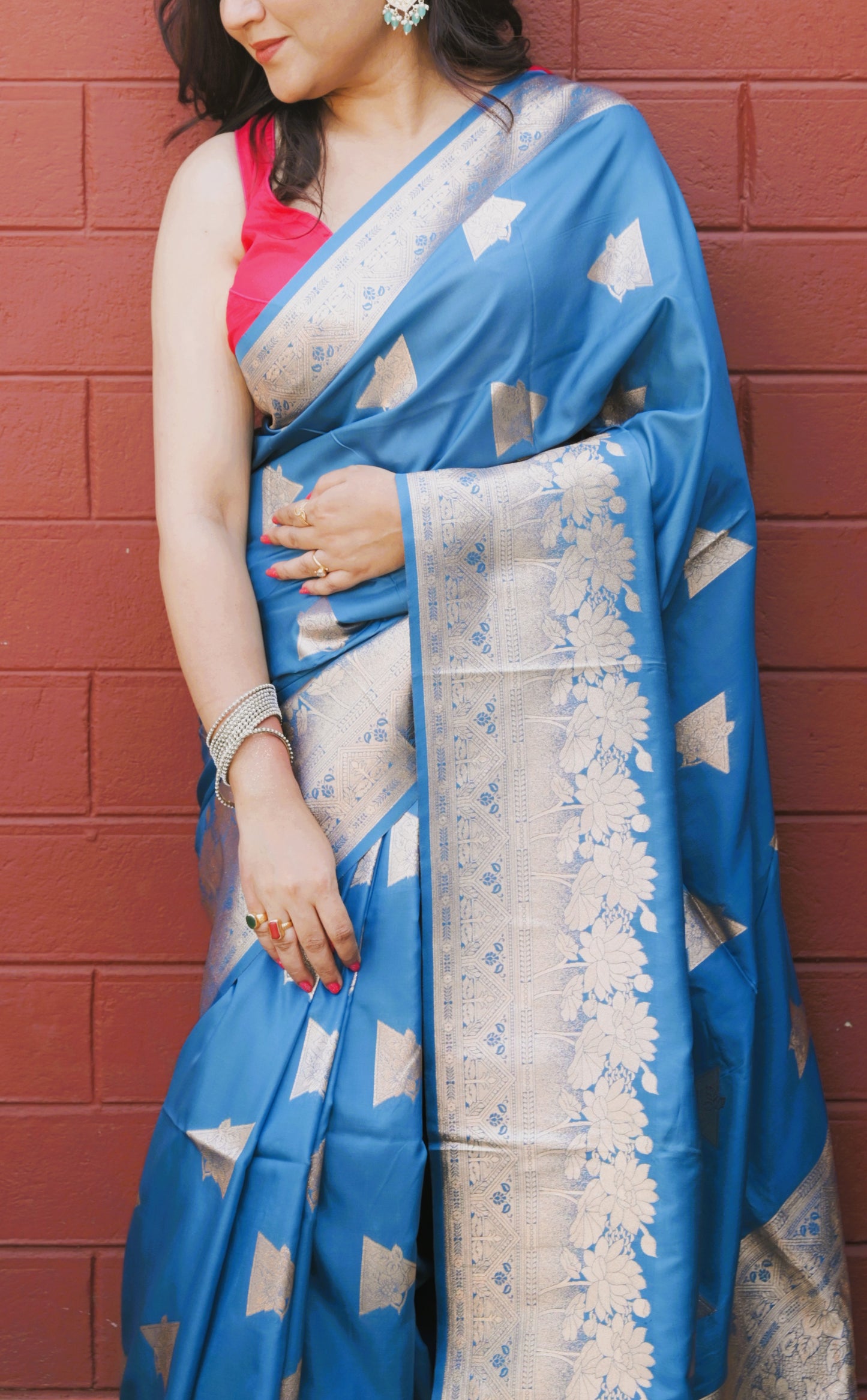 SwarnaNila - The Sapphire Glow Soft Silk